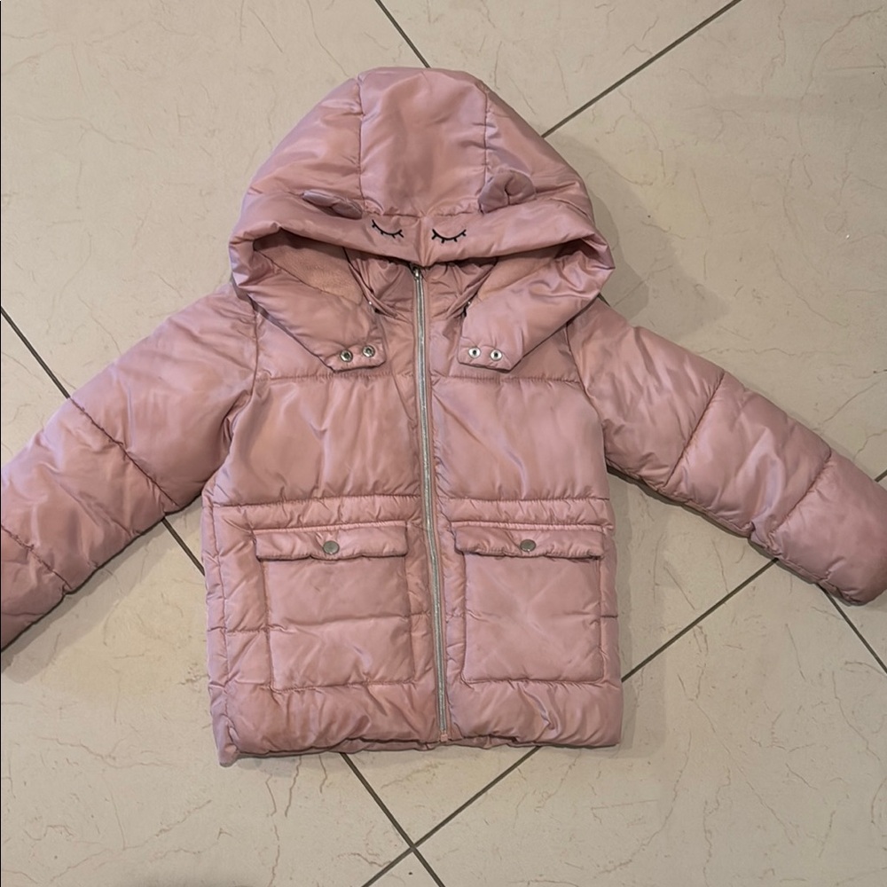 Pink Hooded Puffer Jacket